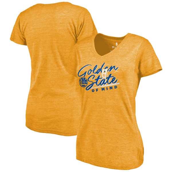 Women's Golden State Warriors Fanatics Branded Hometown Collection Lonestar Tri Blend T-Shirt Gold FengYun