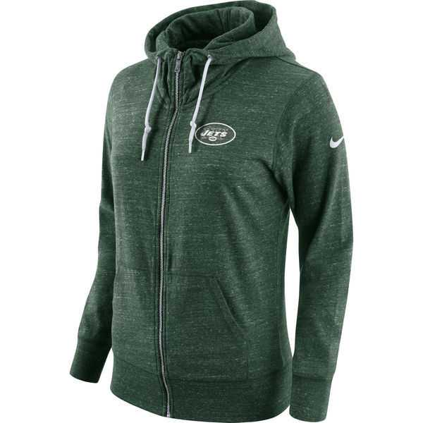 Women's Nike Jets Fresh Logo Green Full Zip Hoodie