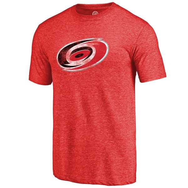 Men's Carolina Hurricanes Distressed Team Primary Logo Tri Blend T-Shirt Red FengYun