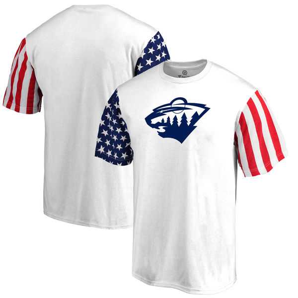 Men's Minnesota Wild Fanatics Branded Stars & Stripes T-Shirt White FengYun