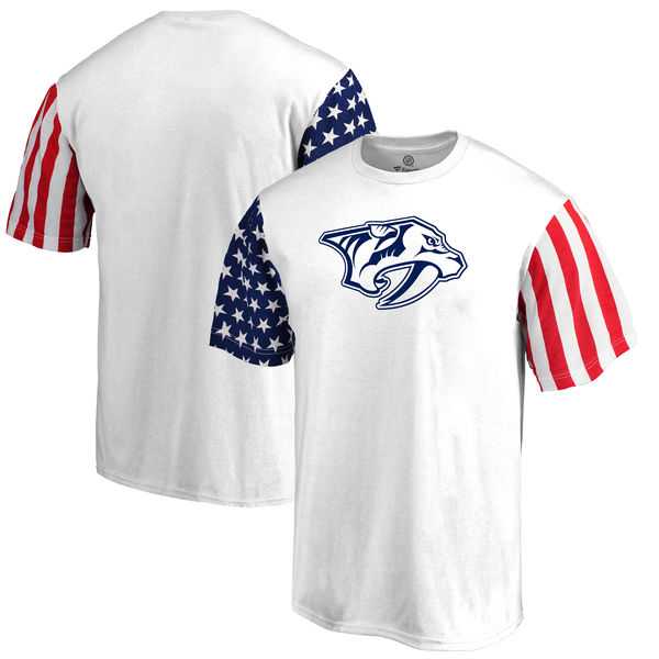 Men's Nashville Predators Fanatics Branded Stars & Stripes T-Shirt White FengYun