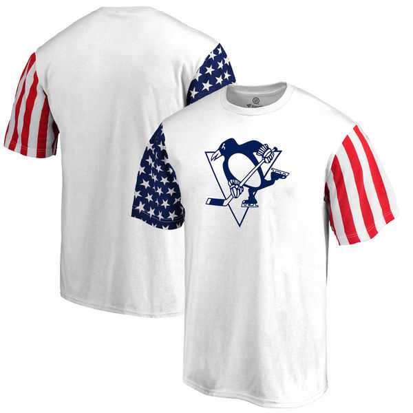Men's Pittsburgh Penguins Fanatics Branded Stars & Stripes T-Shirt White FengYun