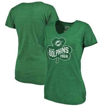 Women's Miami Dolphins Pro Line by Fanatics Branded St. Patrick's Day Paddy's Pride Tri Blend T-Shirt Green