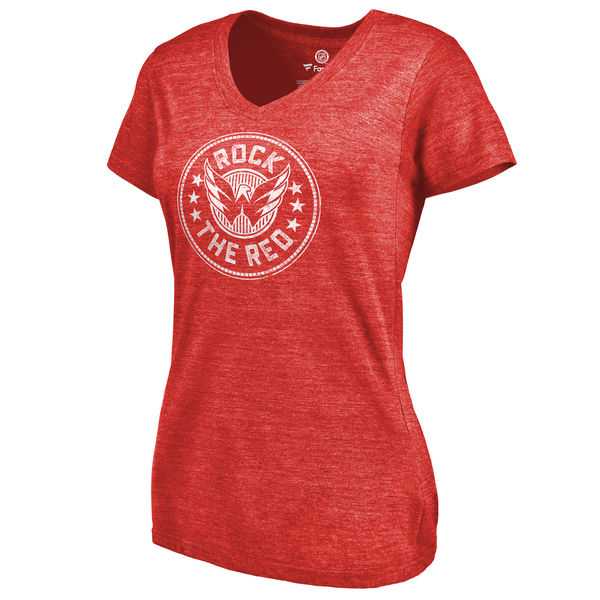 Women's Washington Capitals Hometown Collection Presidential Tri Blend V Neck T-Shirt Red FengYun