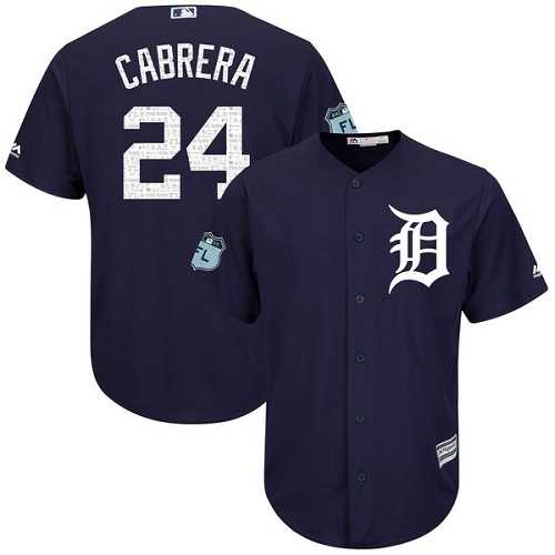 Detroit Tigers #24 Miguel Cabrera Navy 2017 Spring Training New Cool Base Stitched Jersey DingZhi