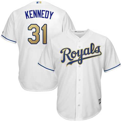 Kansas City Royals #31 Ian Kennedy White 2015 World Series Champions Gold Program New Cool Base Stitched Jersey DingZhi