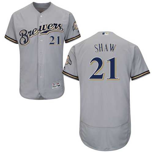 Milwaukee Brewers #21 Travis Shaw Gray Flexbase Stitched Jersey DingZhi