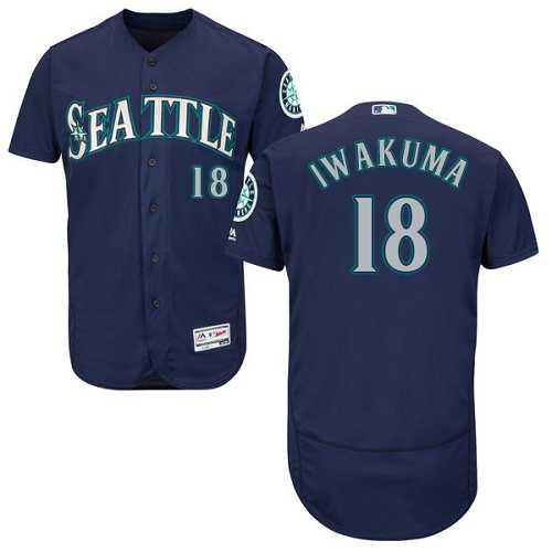 Seattle Mariners #18 Hisashi Iwakuma Navy Flexbase Stitched Jersey DingZhi
