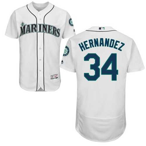 Seattle Mariners #34 Felix Hernandez White Flexbase Stitched Jersey DingZhi