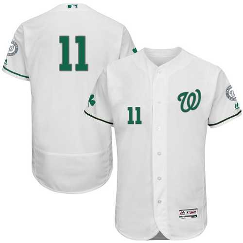 Washington Nationals #11 Ryan Zimmerman White St. Patrick's Day Flexbase Stitched Jersey DingZhi