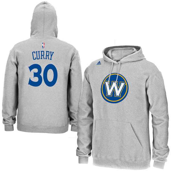 Men's Golden State Warriors #30 Stephen Curry Gray Name & Number Pullover Hoodie FengYun