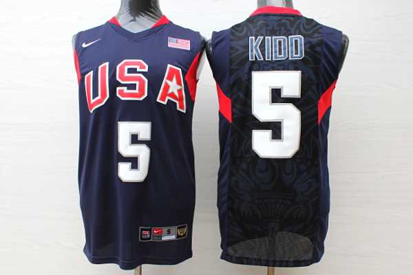 Team USA Basketball #5 Jason Kidd Navy Nike Stitched Jersey
