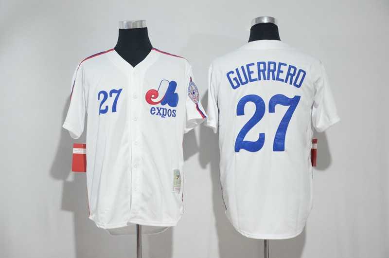 Montreal Expos #27 Guerrero White Mitchell And Ness Throwback Stitched Jersey