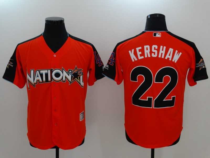 National League #22 Clayton Kershaw Orange 2017 MLB All Star Game Home Run Derby Player Jersey