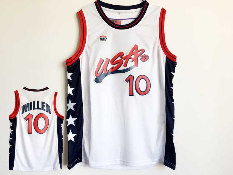 Team USA Basketball #10 Reggie Miller White Dream Team III Jersey