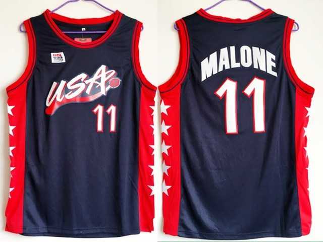 Team USA Basketball #11 Malone Navy Blue Dream Team III Jersey