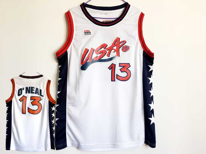 Team USA Basketball #13 Shaquille O'Neal White Dream Team III Jersey