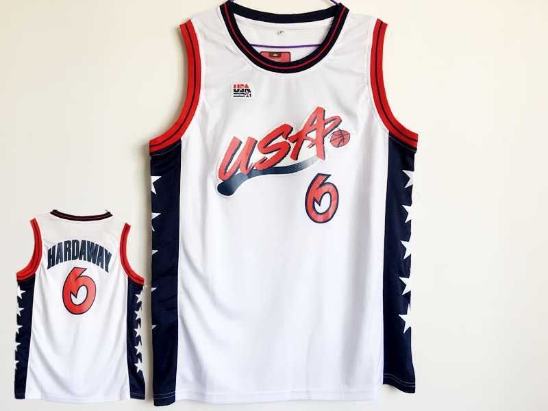 Team USA Basketball #6 Penny Hardaway White Dream Team III Jersey