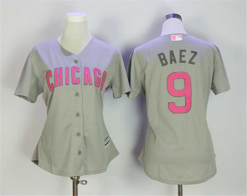 Women Chicago Cubs #9 Javier Baez Gray 2017 Mother's Day Cool Base Jersey
