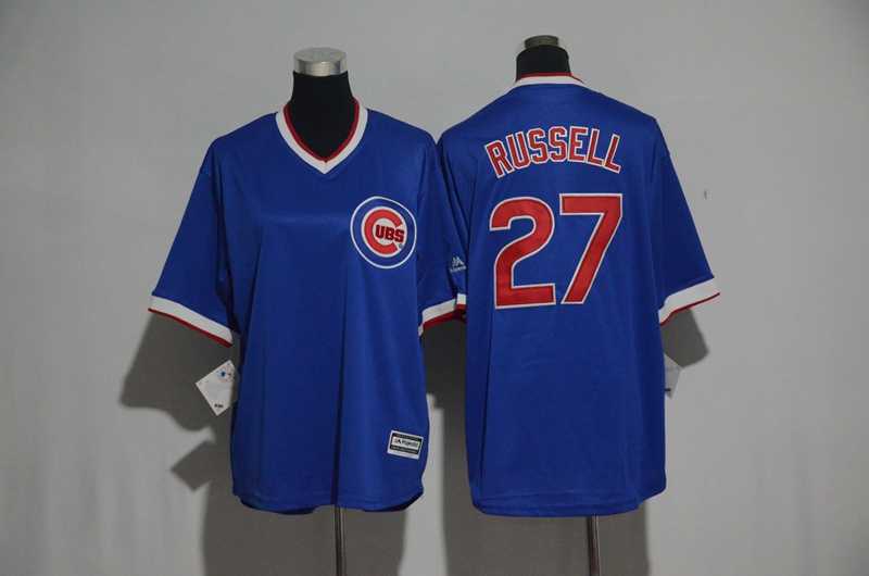 Youth Chicago Cubs #27 Addison Russell Blue New Cool Base Jersey
