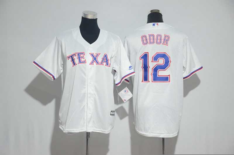 Youth Texas Rangers #12 Rougned Odor White New Cool Base Jersey