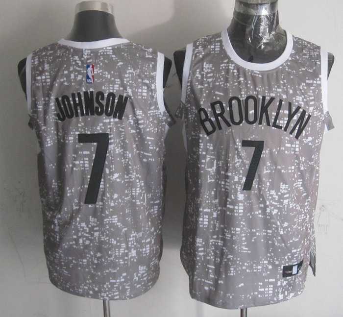 Brooklyn Nets #7 Joe Johnson Gray City Luminous Stitched Jersey