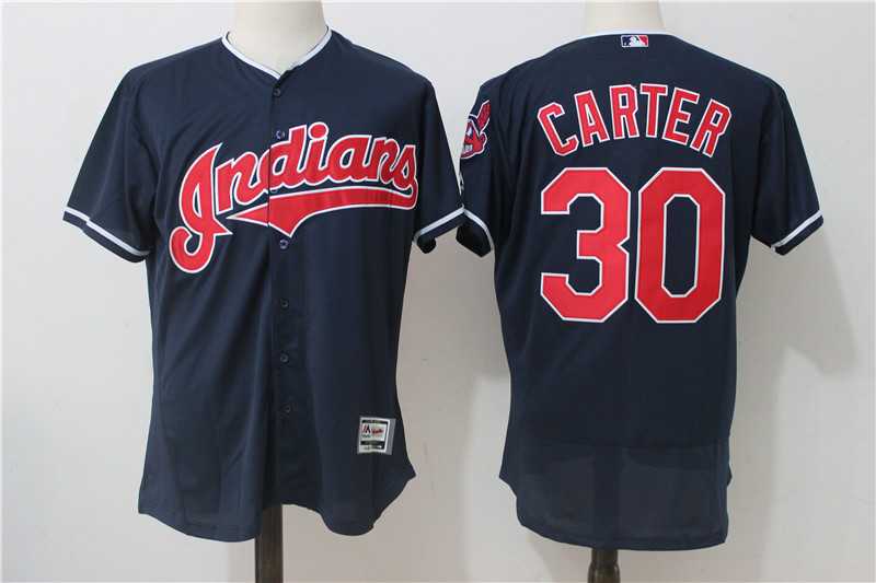 Cleveland Indians #30 Joe Carter Navy Blue Flexbase Jersey