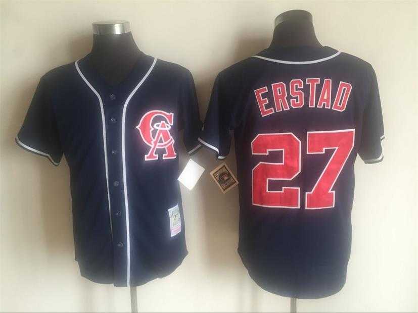 Colorado Rockies #27 Erstad Navy Blue Mitchell And Ness Throwback Stitched Jersey