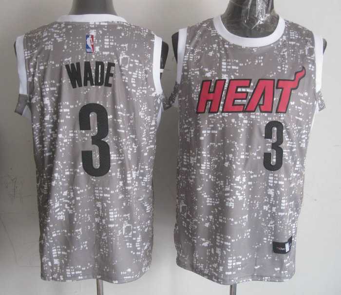 Miami Heat #3 Dwyane Wade Gray City Luminous Stitched Jersey