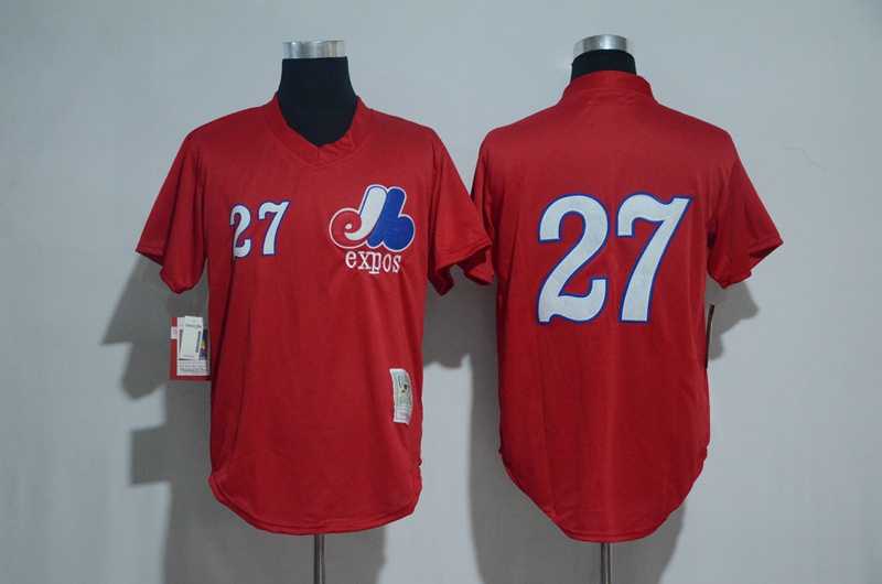 Montreal Expos #27 Vladimir Guerrero Mitchell And Ness Red 1982 BP Stitched Jersey