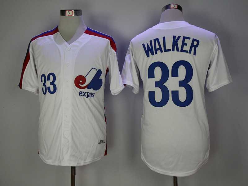 Montreal Expos #33 Larry Walker White 1982 Throwback Jersey