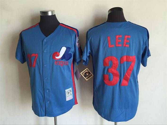 Montreal Expos #37 Lee Blue Mitchell And Ness Throwback Stitched Jersey