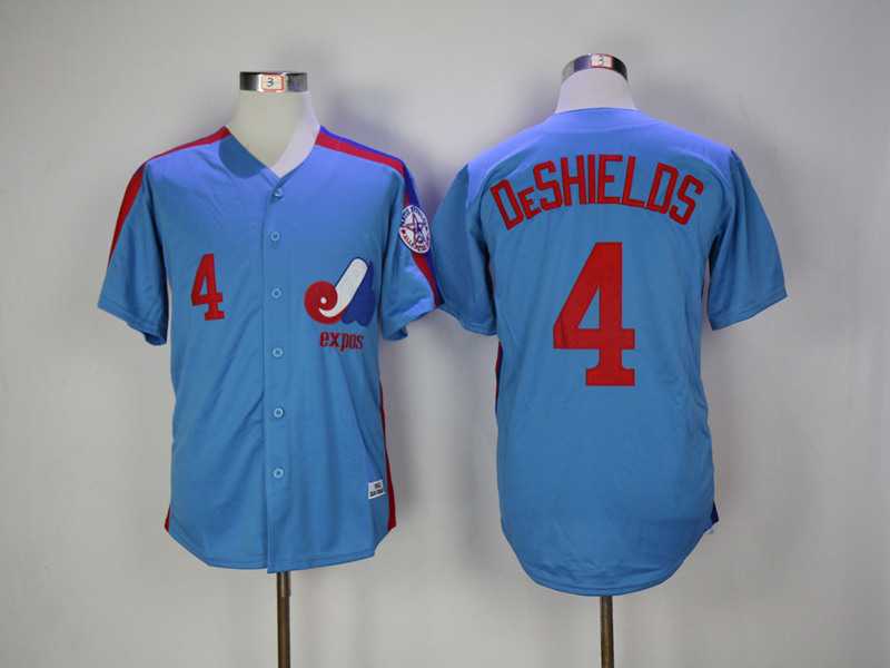 Montreal Expos #4 Delino DeShields Blue Throwback Jersey