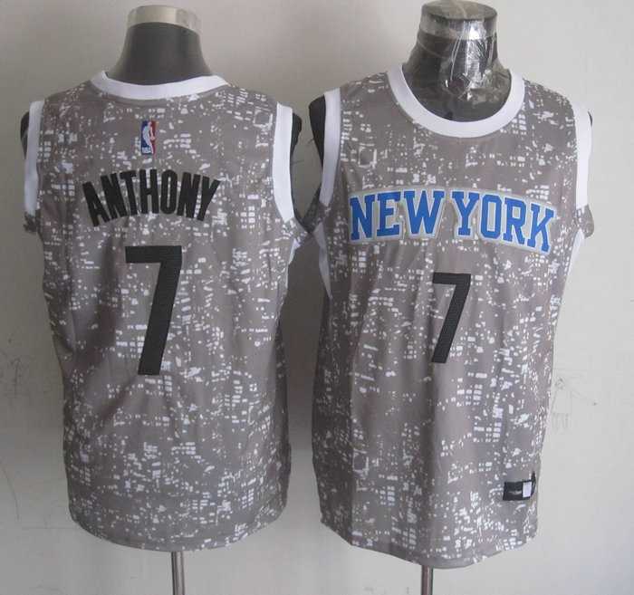 New York Knicks #7 Carmelo Anthony Gray City Luminous Stitched Jersey