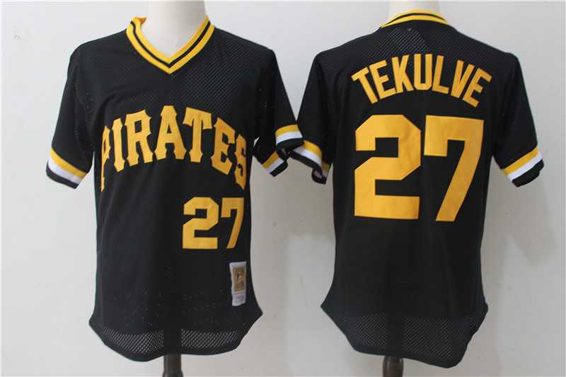 Pittsburgh Pirates #27 Kent Tekulve Black 1982 Cooperstown Collection Mesh Batting Practice Jersey