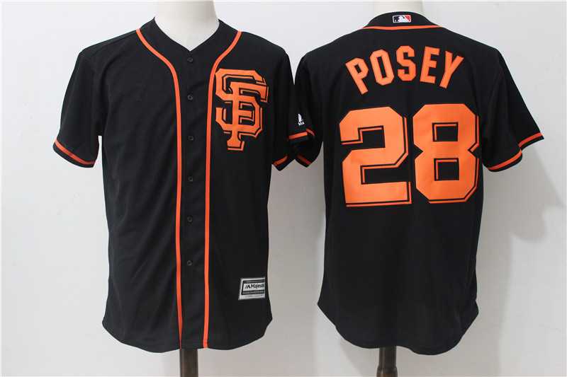 San Francisco Giants #28 Buster Posey Black Alternate New Cool Base Jersey