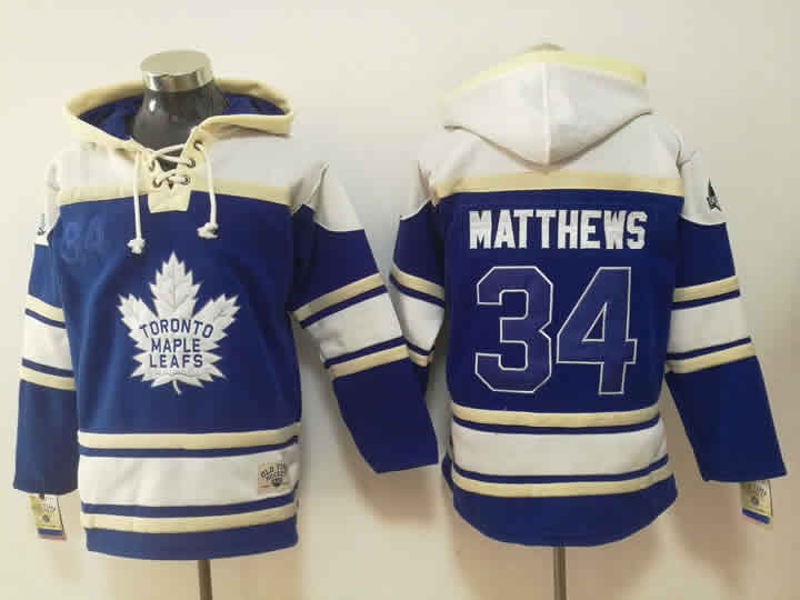 Toronto Maple Leafs #34 Auston Matthews Blue All Stitched Hooded Sweatshirt