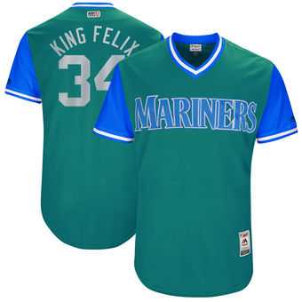 Seattle Mariners #34 Felix Hernandez King Felix Majestic Aqua 2017 Players Weekend Jersey JiaSu