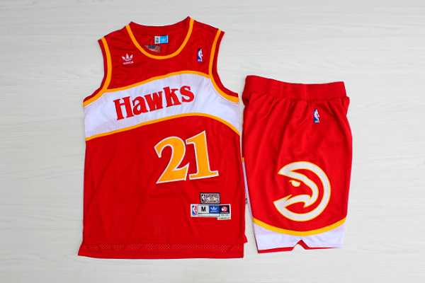 Atlanta Hawks #21 Dominique Wilkins Red Hardwood Classics Stitched NBA Jerseys(With Shorts)