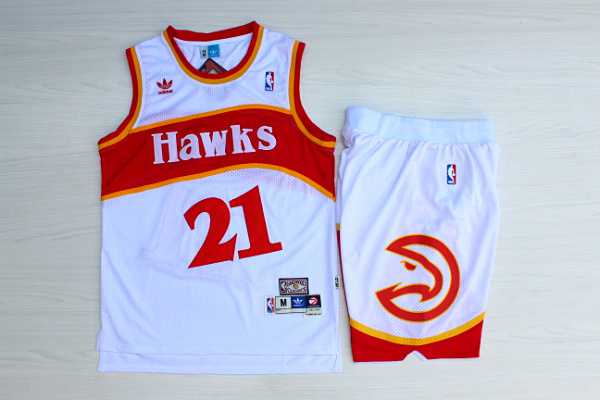 Atlanta Hawks #21 Dominique Wilkins White Hardwood Classics Stitched NBA Jerseys(With Shorts)