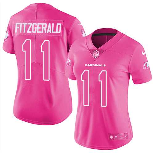 Nike Arizona Cardinals #11 Larry Fitzgerald Pink Women's NFL Limited Rush Fashion Jersey DingZhi