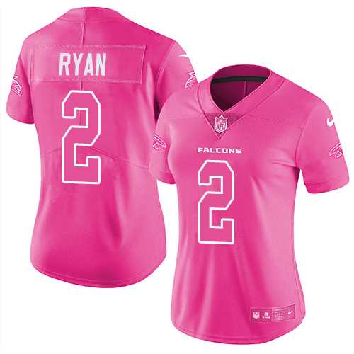 Nike Atlanta Falcons #2 Matt Ryan Pink Women's NFL Limited Rush Fashion Jersey DingZhi