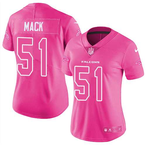 Nike Atlanta Falcons #51 Alex Mack Pink Women's NFL Limited Rush Fashion Jersey DingZhi