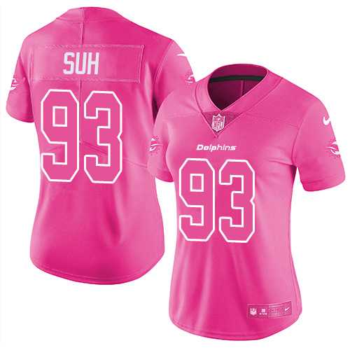 Nike Miami Dolphins #93 Ndamukong Suh Pink Women's NFL Limited Rush Fashion Jersey DingZhi