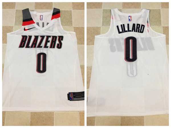 Nike Portland TrailBlazers #0 Damian Lillard White Nike Jersey