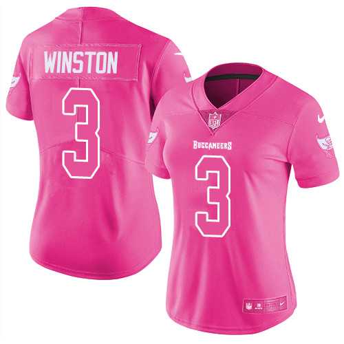 Nike Tampa Bay Buccaneers #3 Jameis Winston Pink Women's NFL Limited Rush Fashion Jersey DingZhi