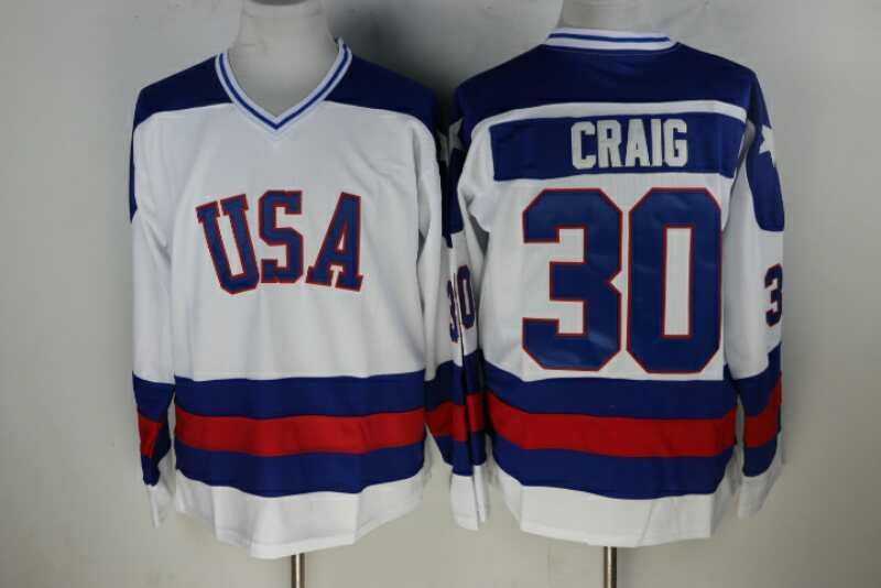 Team USA #30 Craig White Olympic Throwback Stitched NHL Jersey