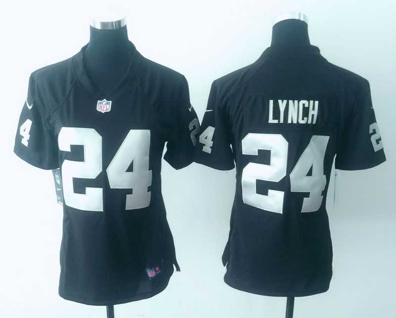 Women Nike Oakland Raiders #24 Marshawn Lynch Black Team Color Game Stitched Jerseys