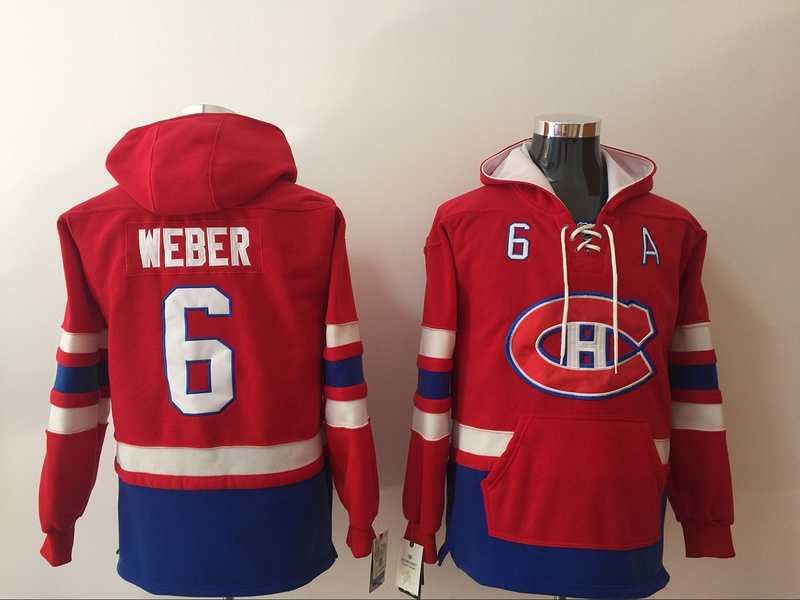 Montreal Canadiens #6 Shea Weber Red All Stitched Hooded Sweatshirt