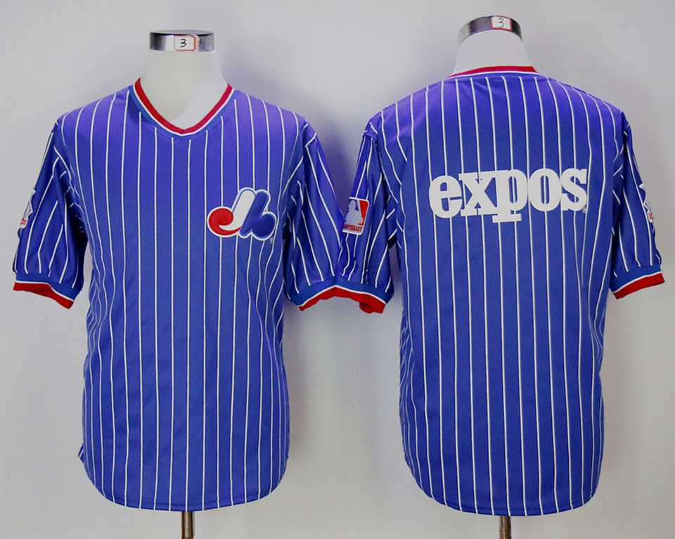 Montreal Expos Blank Blue Throwback Stitched MLB Jerseys